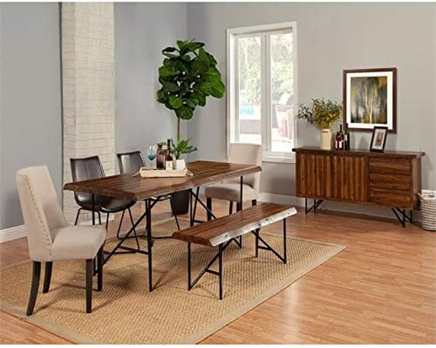 5 Piece Set with Dining Table Side Chairs Server and Bench