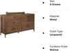 Natural Walnut 6-Drawer Adler Dresser