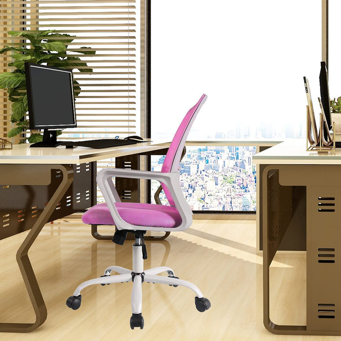 Pink Mesh Swivel Office Chair