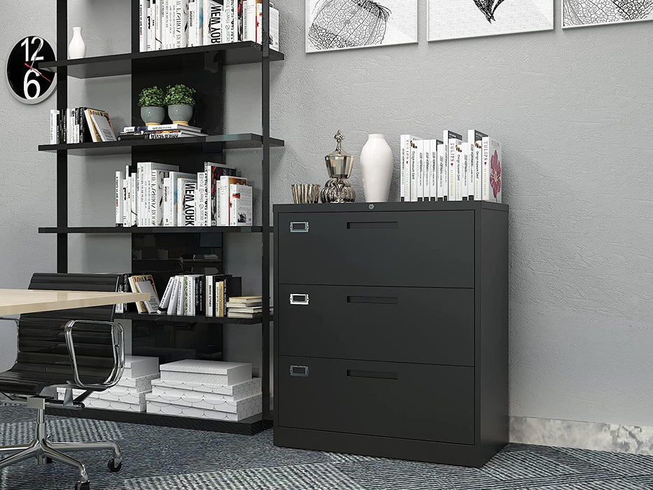 Lockable 3-Drawer Metal File Cabinet for Office/Home