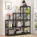 Rustic Industrial 5-Tier Bookshelf with Ladder