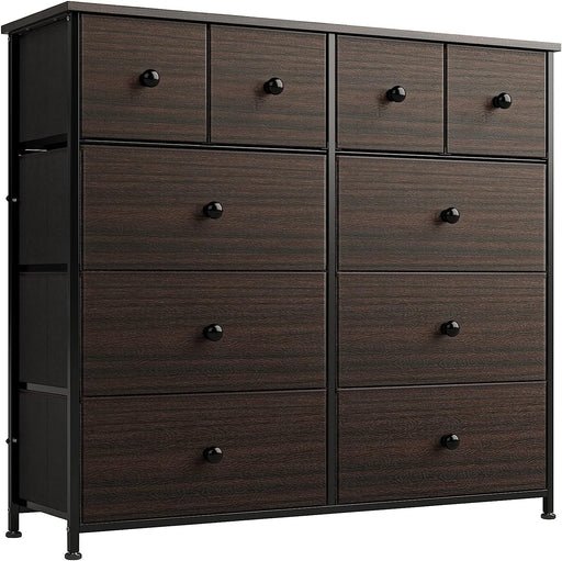10 Drawer Dresser for Bedroom Faux Leather Chest of Drawers - ShipItFurniture