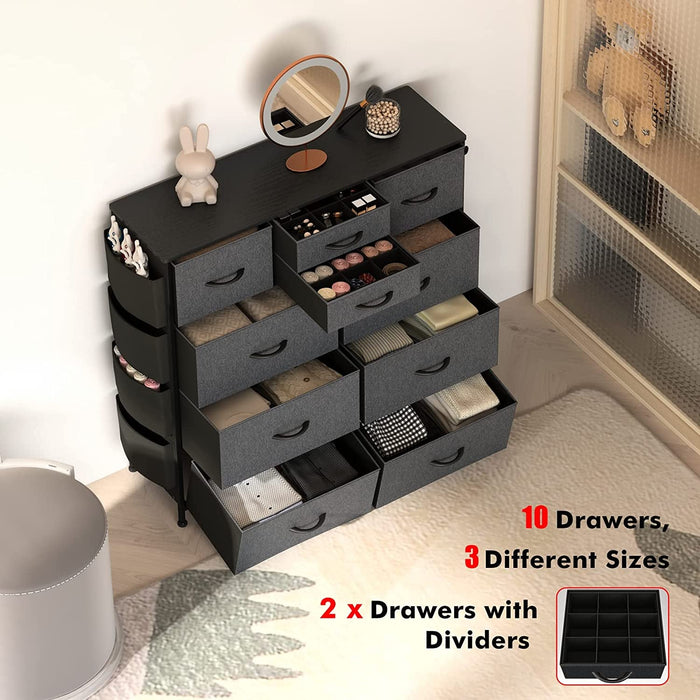 10 Drawer Dresser with Side Pockets & Hooks - ShipItFurniture