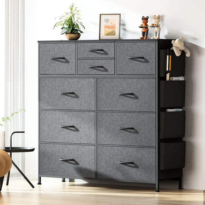 10 Drawer Dresser with Side Pockets & Hooks - ShipItFurniture