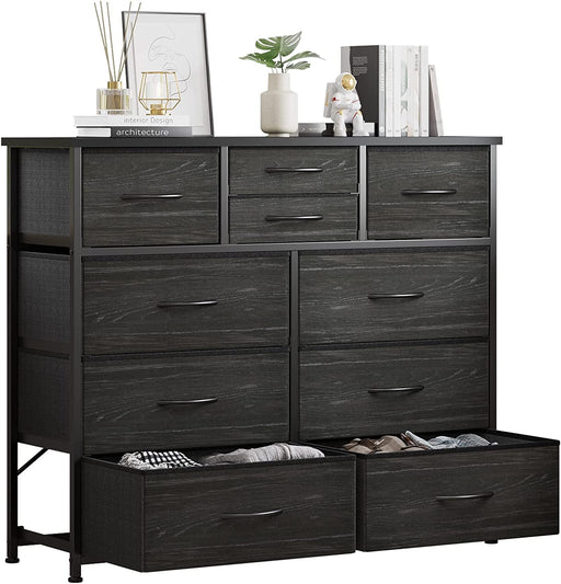 10-Drawer Fabric Dresser with Wood Top - ShipItFurniture