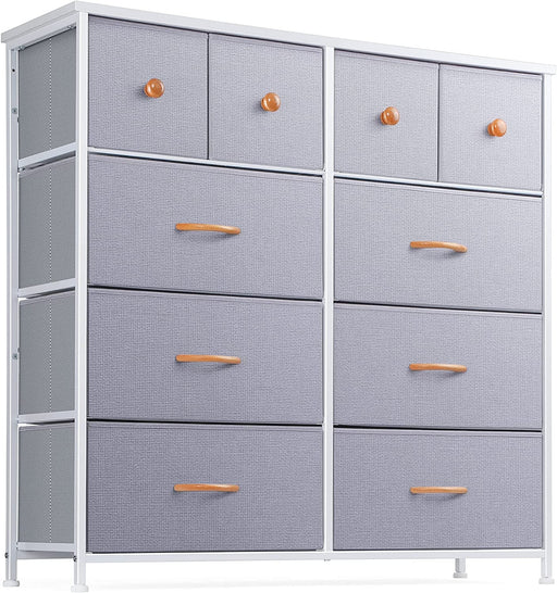 10-Drawer Tall Dresser for Closet, Light Grey - ShipItFurniture