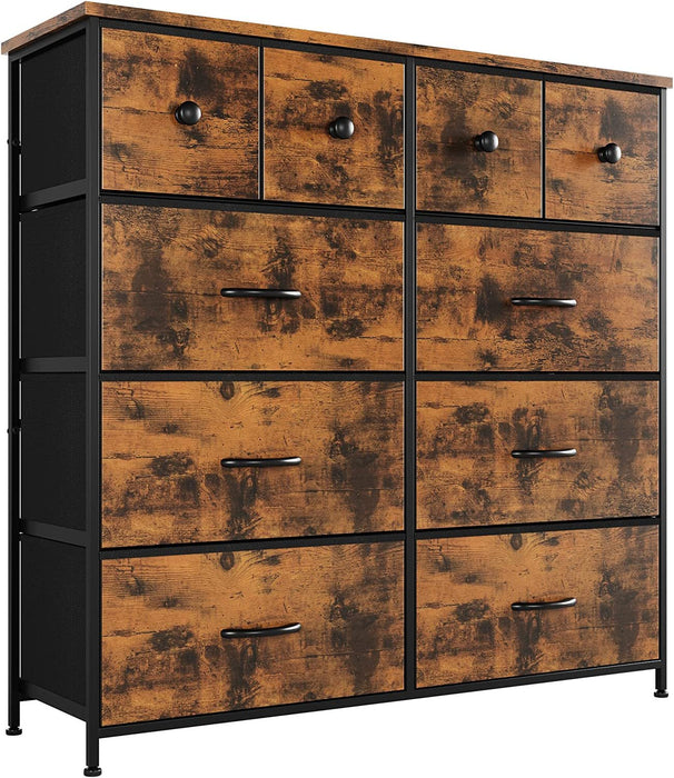 10-Drawer Tall Dresser for Closet, Rustic Brown - ShipItFurniture
