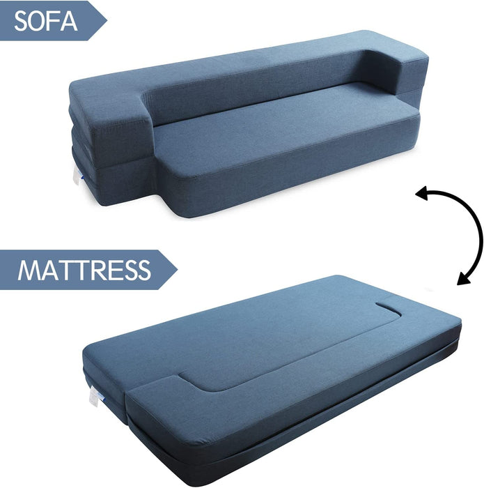 10″ Memory Foam Sofa Bed, Dark Blue - ShipItFurniture