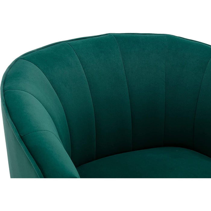 Green Velvet Accent Chair with Golden Legs