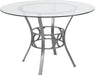 45'' round Glass Dining Table with Silver Metal Frame