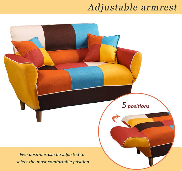 Colorful Convertible Sofa Bed with Adjustable Armrest