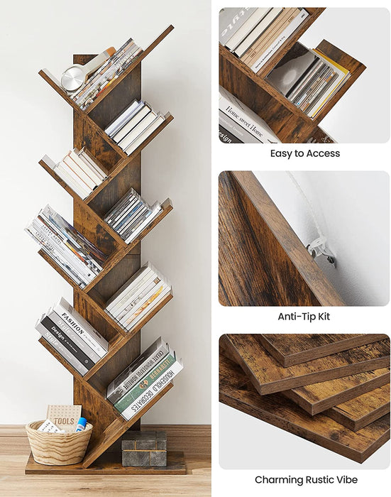 Rustic Brown Tree Bookshelf for Home Office