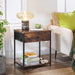 Rustic Brown and Black Nightstand with Drawer and Shelves