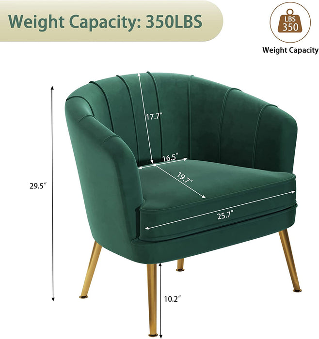 Green Velvet Accent Chair with Golden Legs