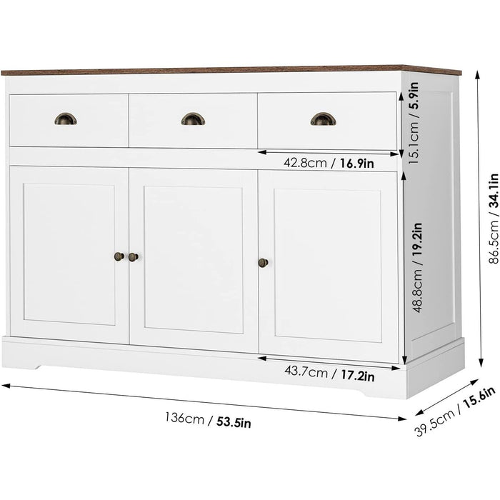 Farmhouse Buffet Cabinet, Wine Storage, Adjustable Shelves