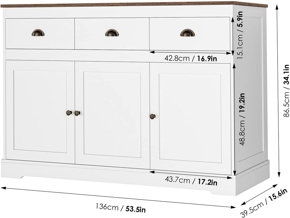 Farmhouse Buffet Cabinet, Wine Storage, Adjustable Shelves