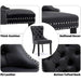 Black and Dark Grey Velvet Dining Chairs Set of 6 with Nailhead Trim and Pull Ring