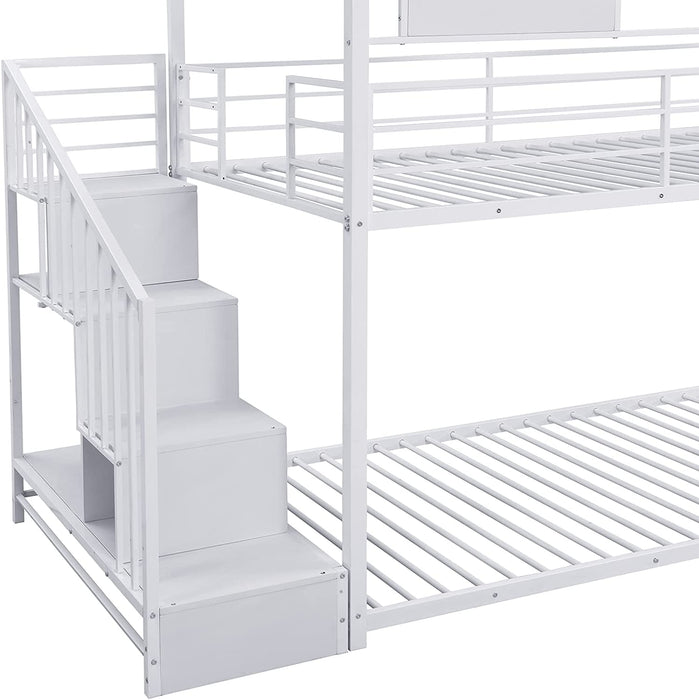 Twin Low Bunk Bed with Guardrail, Gray