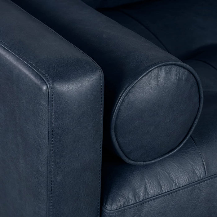 Midnight Blue Italian Leather Apartment Sofa