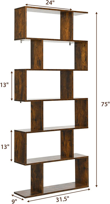 S-Shaped Wooden Bookshelf with Anti-Toppling Device