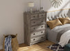 Gray Wash Tall Dresser with 6 Drawers for Bedroom Storage