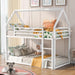 House-Shaped Metal Bunk Bed Twin over Twin, Guardrail, White