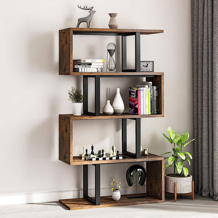 5-Tier S-Shaped Bookshelf for Home Office