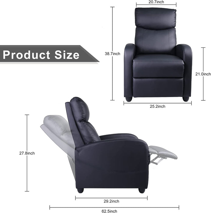 Black PU Leather Reading Reclining Chair