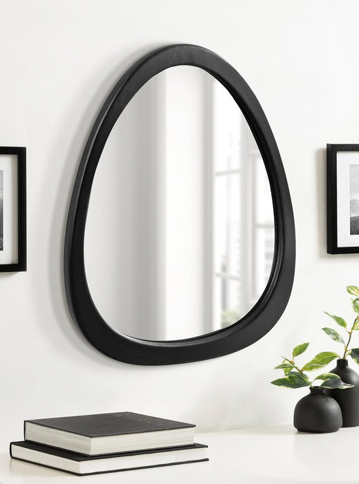 Mckinder Mid-Century Asymmetrical Wood Wall Mirror, 24 X 28, Black, Decorative Geometric Irregular Mirror with Robust Wooden Frame and Mid-Century Mirror Look