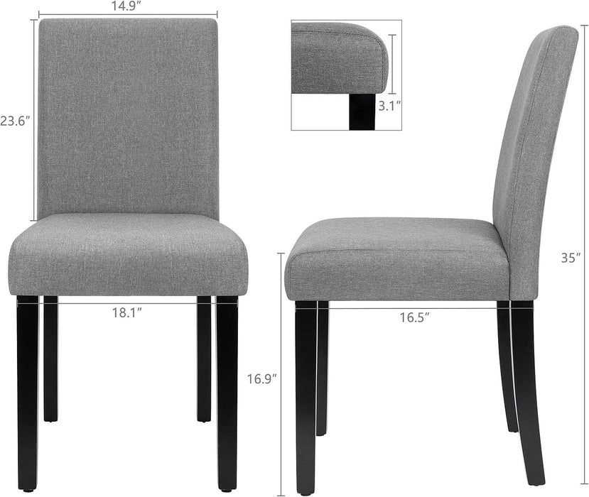 Urban Fabric Parson Chairs Set of 4, Solid Wood Legs, Gray