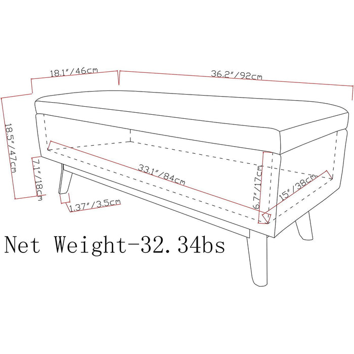 Mid Century Modern Storage Ottoman in Chestnut Brown