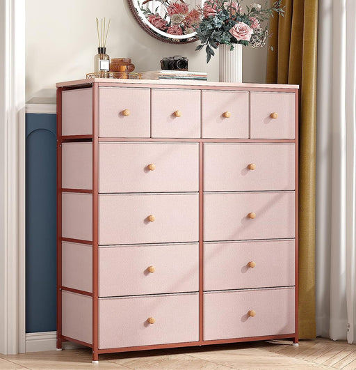 12-Drawer Pink Tall Dresser for Girls Bedroom - ShipItFurniture