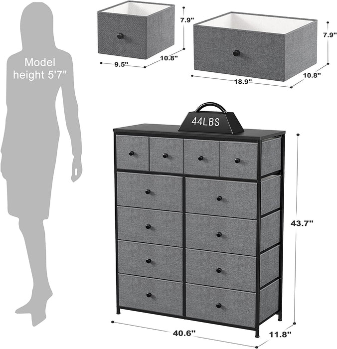 12-Drawer Tall Dresser with Fabric Storage - ShipItFurniture