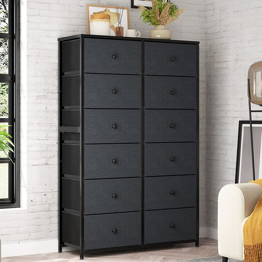 12-Drawer Tall Fabric Drawer Dresser - ShipItFurniture