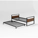 Twin over Full Metal Bunk Beds with Trundle Bed, Black