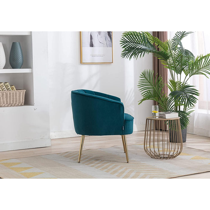 Teal Velvet Accent Chair with Golden Legs