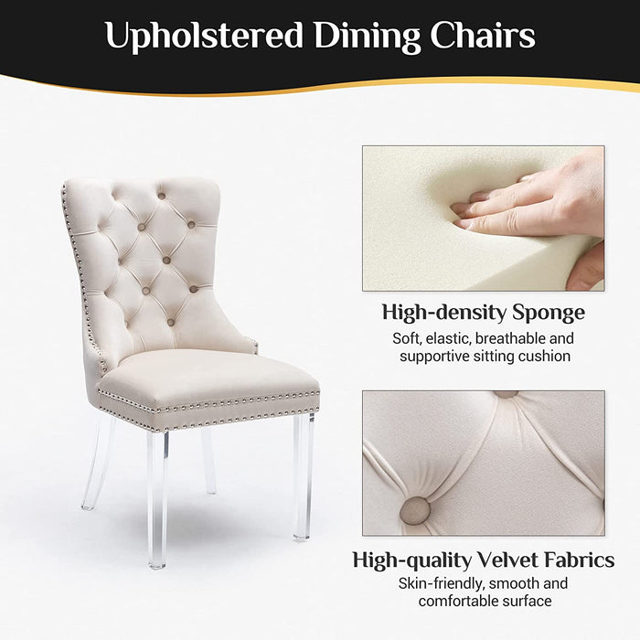 Beige Acrylic Leg Dining Chairs
