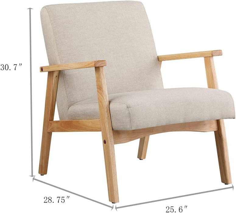 Wooden Frame Linen Armchair for Living Room