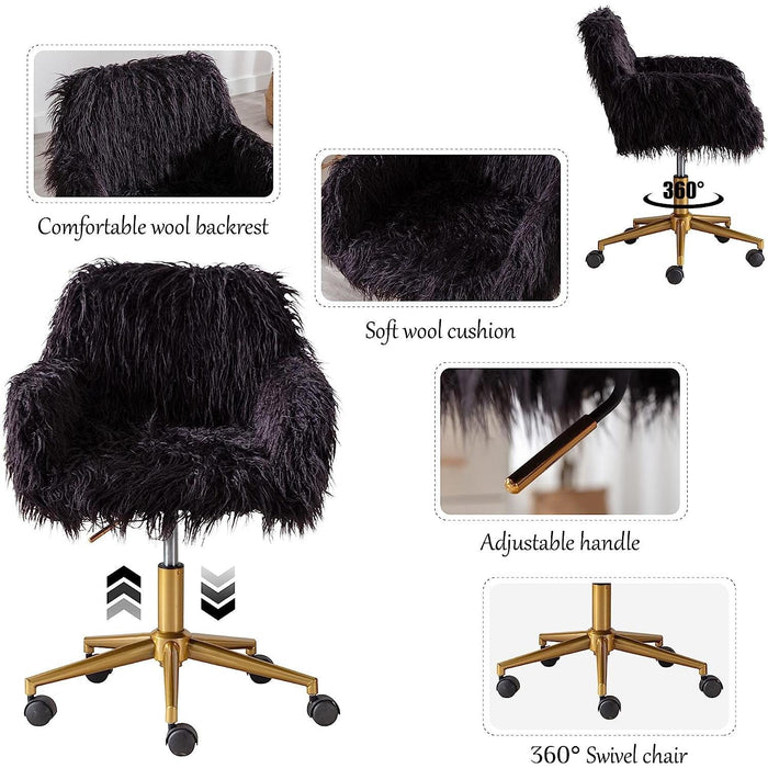 Soft Faux Fur Swivel Chair for Home Office