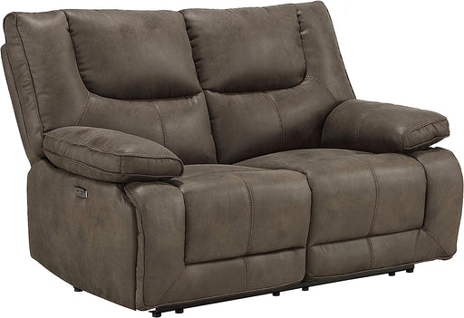Harumi Gray Leather-Aire Power Motion Loveseat