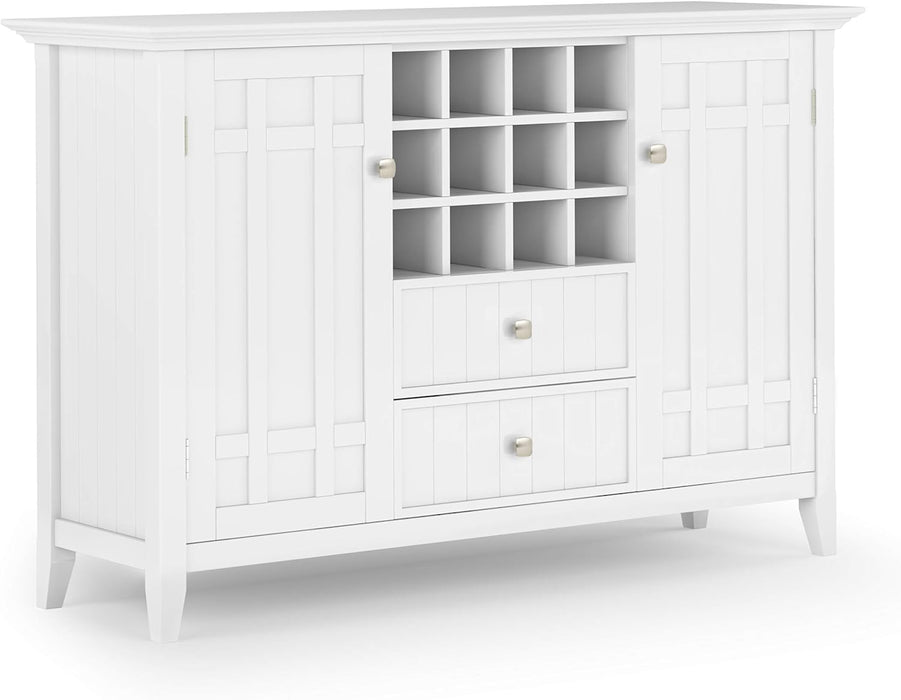 White Rustic Wood Sideboard Buffet with Winerack and Storage