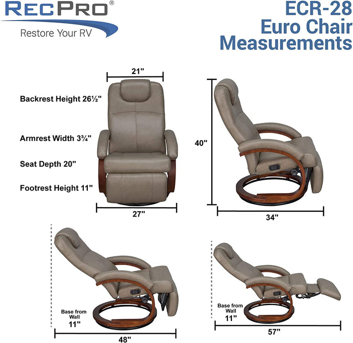 RV Euro Chair Recliner Modern Design, Mahogany