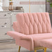 Pink Velvet Chair with Ottoman and Armrests