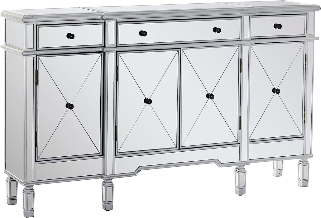Mirrored 4-Door 3-Drawer Console Table