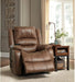 Yandel Brown Faux Leather Electric Power Lift Recliner