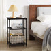 Black Industrial Nightstand with Storage