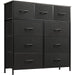 Fabric Storage Tower with 9 Drawers, Charcoal Black