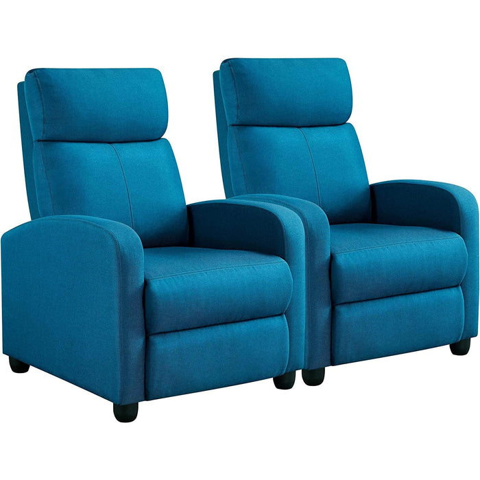 Fabric Pushback Recliner Chair, Blue