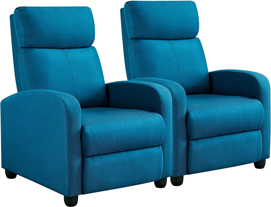 Fabric Pushback Recliner Chair, Blue