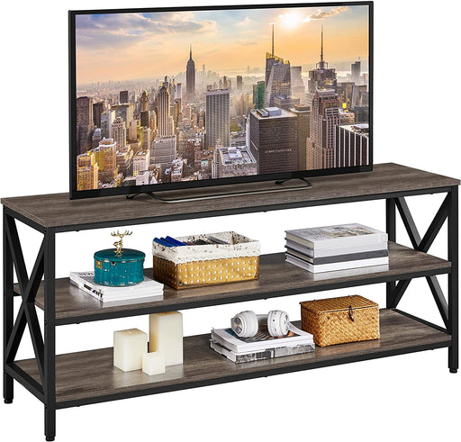 Industrial Taupe TV Stand with Storage Shelves